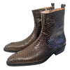 Men Mid-Calf Boots Python Print Shoes Leather Boots