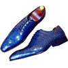 Men's Dress Shoes Blue Crocodile Print Leather Handmade