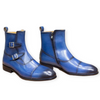 Men's Ankle Boots Burgundy Blue Genuine Leather Handmade