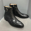 Ankle Boots  Black Brown Blue Crocodile Print Genuine Leather For Men