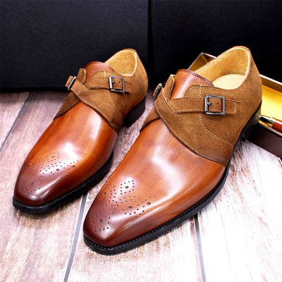 Shoes Genuine Leather Suede Monk Strap Wedding Shoes for Men