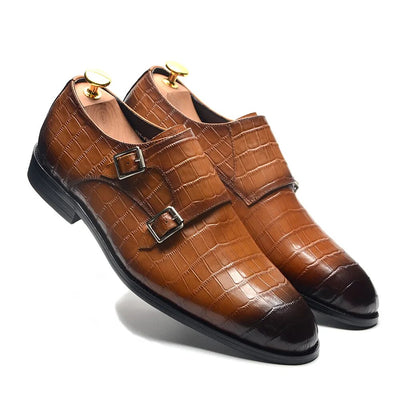 Dress Shoes for Men Cow Leather Double Buckles Strap