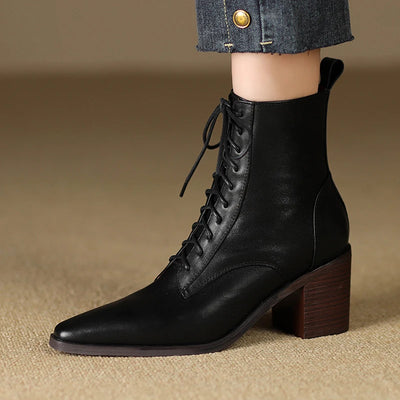 Ankle Boots Autumn Spring Cowhide Ladies Shoes