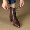 Ankle Boots Autumn Spring Cowhide Ladies Shoes