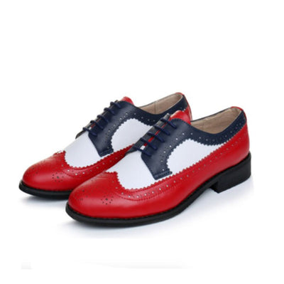 Women Oxford Brogues Shoes Genuine Leather Handmade