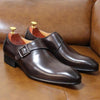 Men Dress Shoes Genuine Leather Buckle Monk Strap