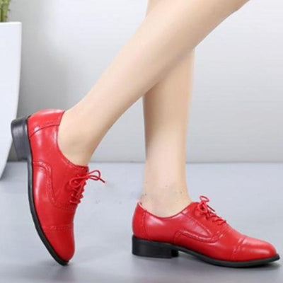 Women's Red Shoes Handmade Genuine Leather