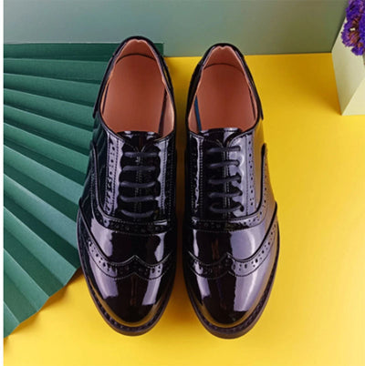 Women's Black Shoes Oxford Style Genuine Leather Handmade