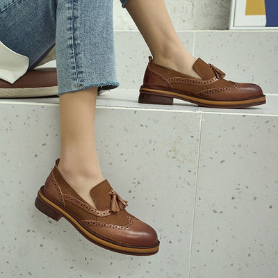 Women's Flats Shoes Genuine Leather Slip-On Handmade