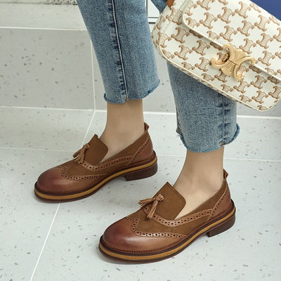 Women's Flats Shoes Genuine Leather Slip-On Handmade
