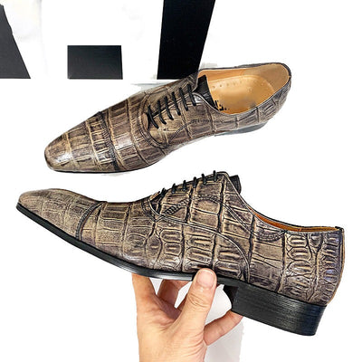 Men's Leather Shoes Wedding Shoes Crocodile Pattern Prints