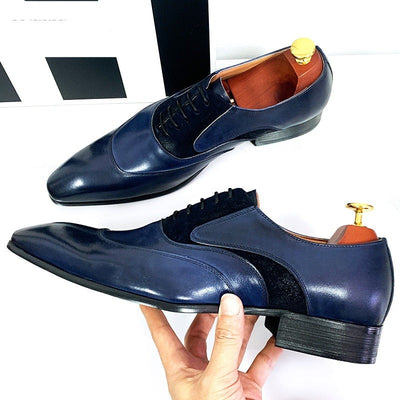 Dress Shoe Suede Patchwork Genuine Leather For Men