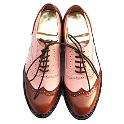 Oxford Shoes Leather Mixed Colors Handmade Spring for Lady