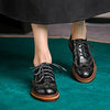 Women's Black Shoes Oxford Genuine Leather Handmade