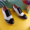 Women's Oxford Shoes Pumps Shoes Black White Leather Handmade