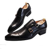 Black Shoes Double Monk Style Genuine Leather Handmade For Men