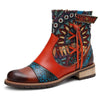 Women Ankle Boots Colorful Genuine Leather Cowboy Boots Handmade
