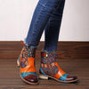 Women Ankle Boots Colorful Genuine Leather Cowboy Boots Handmade