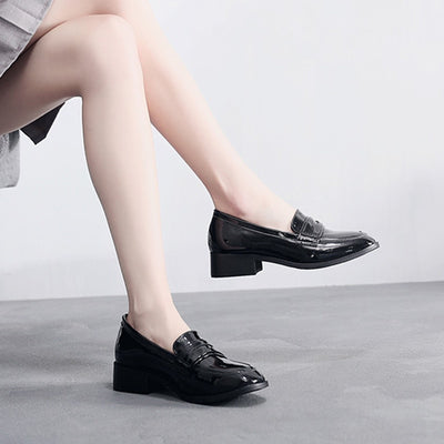 Women Genuine Leather  Black Shoes Handmade Oxford Shoes