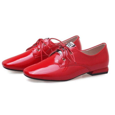 women soft patent leather casual shoes