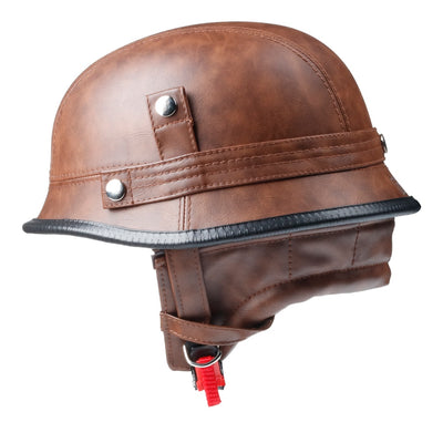 Motorcycle Helmet Pu Leather Summer Vintage Dot Approved