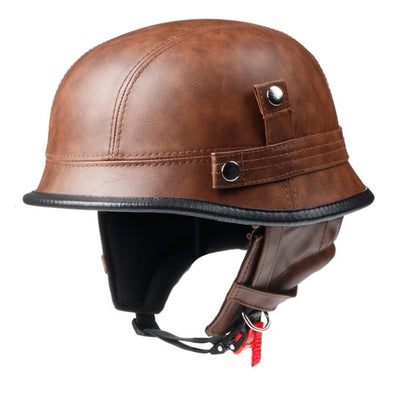 Motorcycle Helmet Pu Leather Summer Vintage Dot Approved