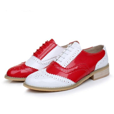Red White Shoes Genuine Leather Handmade For Women