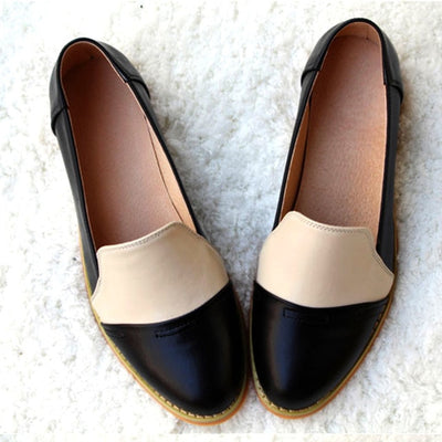 Ladies Brogues Slipon Vintage Casual Shoes Genuine Leather