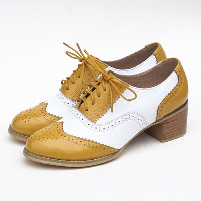 Women's Oxford Pumps Shoes Handmade Genuine Leather