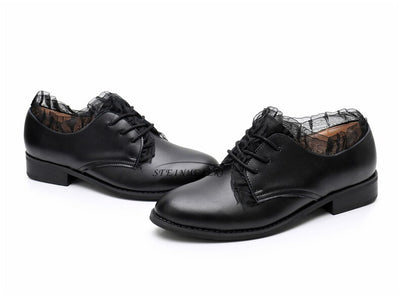 Black Oxford Shoes For Women Genuine Leather Handmade