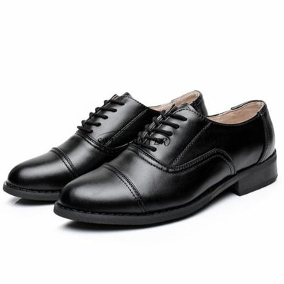 Black Oxford Shoes For Women Genuine Leather Handmade
