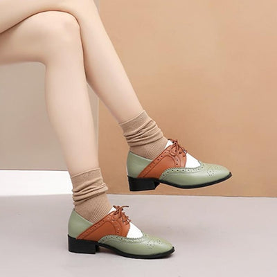 women oxford Flat spring shoes 100% Leather Handmade