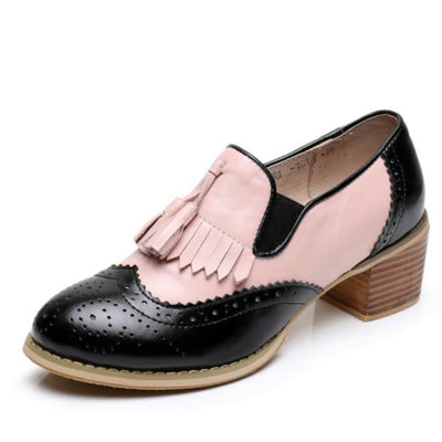 Woman High heels Handmade Black Pink Leather