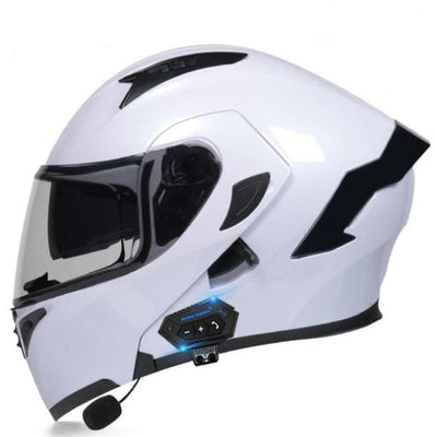 Motorcycle Helmet Flip Up Visor Dual Lens With Bluetooth Dot Approved