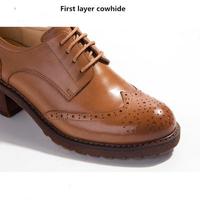 Women's Oxford Shoes High Heels Genuine Leather Handmade