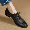 Flats Shoes For Lady Black Brown Leather Oxford Shoes
