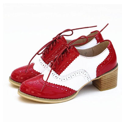 Women Oxford Pumps Shoes Vintage Genuine Leather Handmade