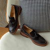 Lady Casual Shoes Vintage Slip-on Genuine Leather Handmade