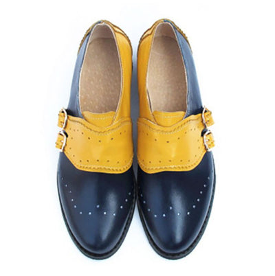 Lady Flats Oxford Shoes Leather Slip-On Handmade
