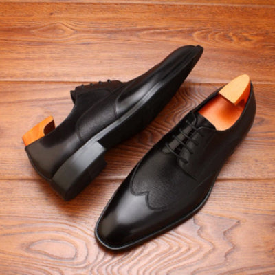 Black Shoes Leather Handmade Classic Style For Men