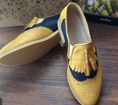 women oxford Flat spring shoes 100% Leather Handmade